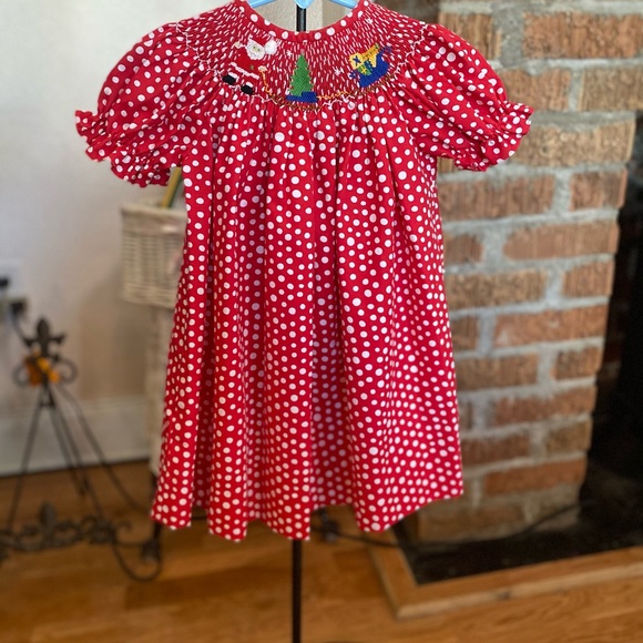 Be Mine Smocked Infant Girls Christmas Dress size 12 months - Picture 10 of 11